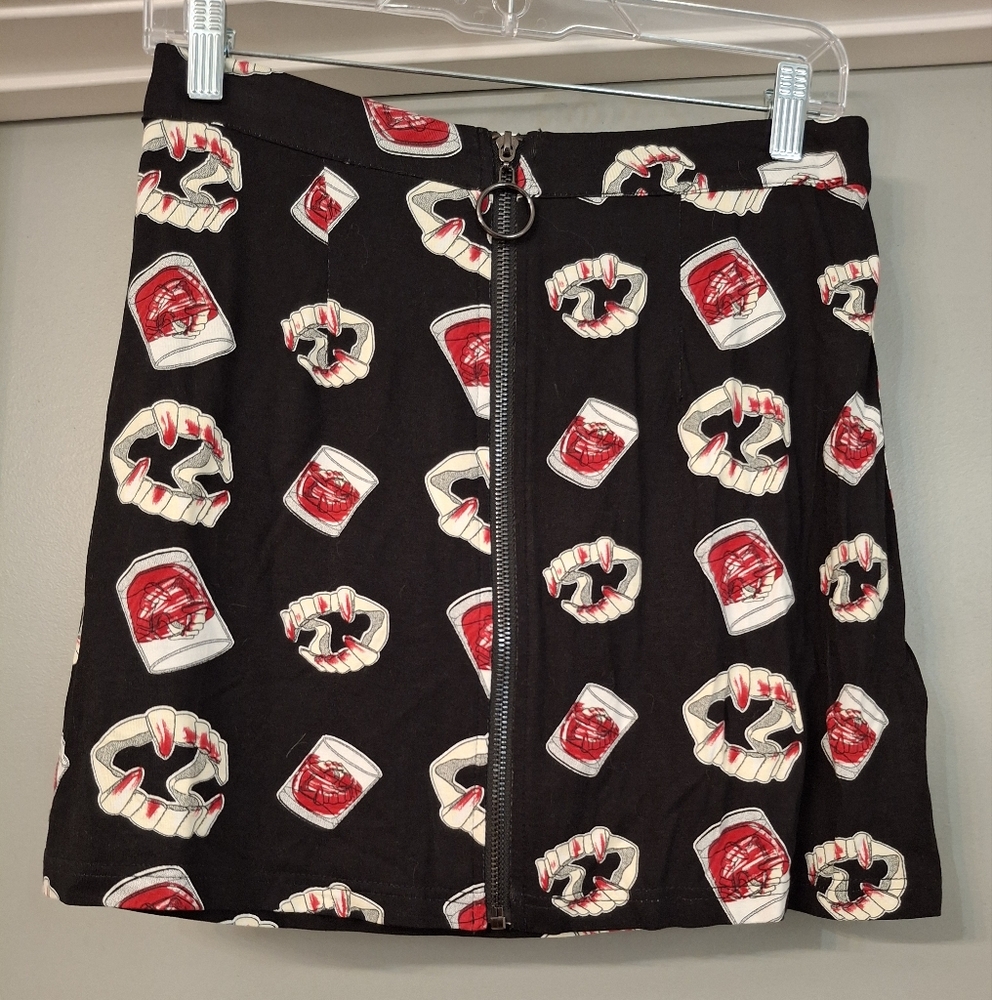 Banned Alternative Vampire Teeth Blood  Skirt